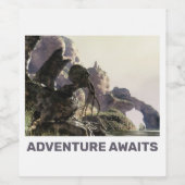 Abenteuer warten. Fantasielandschaft Weinetikett (Einzelnes Label)