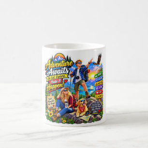 Abenteuer warten geh raus. Erkunde es. Mach es wah Kaffeetasse