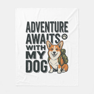Abenteuer warten mit meinem Hund Vintage-Wanderdes Fleecedecke