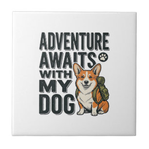 Abenteuer warten mit meinem Hund Vintage-Wanderdes Fliese