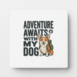 Abenteuer warten mit meinem Hund Vintage-Wanderdes Fotoplatte