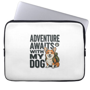 Abenteuer warten mit meinem Hund Vintage-Wanderdes Laptopschutzhülle