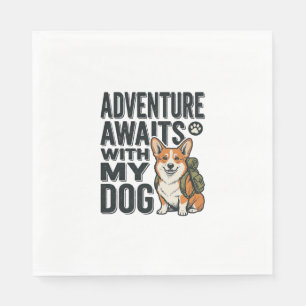 Abenteuer warten mit meinem Hund Vintage-Wanderdes Serviette