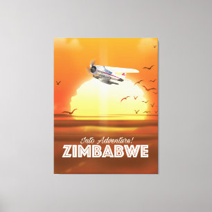Abenteuer warten! Simbabwe Reiseplakat Leinwanddruck