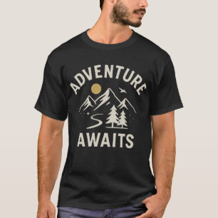 Abenteuer warten T-Shirt – Minimalistische Bergkul