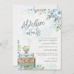 Abenteuer warten Weltkarte Baby Shower Einladung