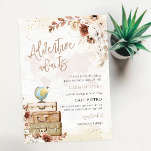 Abenteuer warten Weltkarte Baby Shower Einladung