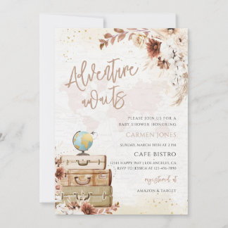 Abenteuer warten Weltkarte Baby Shower Einladung