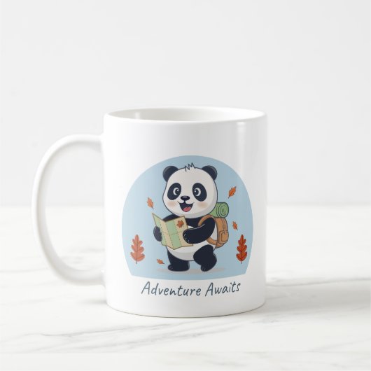 Abenteuer wartet auf Panda Kaffeetasse (Links)