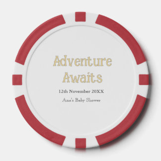 Abenteuer wartet Baby-Party Name Datum Pastell Pokerchips