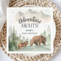 Abenteuer wartet Baby Shower Woodland Bär Papier