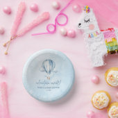 Abenteuer wartet! Blue Hot Air Balloon Baby Dusche Pappteller (Party)