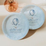 Abenteuer wartet! Blue Hot Air Balloon Baby Dusche Pappteller<br><div class="desc">Dies ist ein Abenteuer wartet! Blue Hot Air Balloon Baby Dusche Papier Teller!</div>