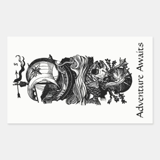 Abenteuer wartet Buchzeichen-Aufkleber für Schiffe Rechteckiger Aufkleber (Vorderseite)