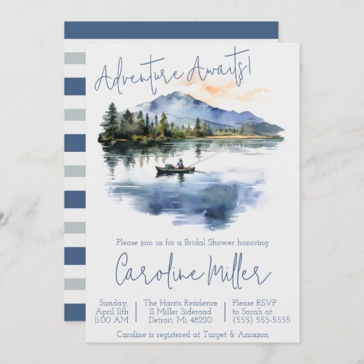 Abenteuer wartet! Fischerei, Brautparty Einladung (Vorne/Hinten)