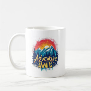 Abenteuer wartet kaffeetasse