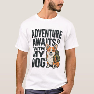 Abenteuer wartet mit meinem Hund Vintage-Wanderdes T-Shirt