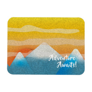 Abenteuer wartet Mountain Sunset Magnet