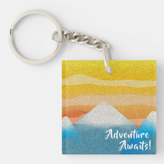 Abenteuer wartet Mountain Sunset Schlüsselanhänger (Vorderseite)