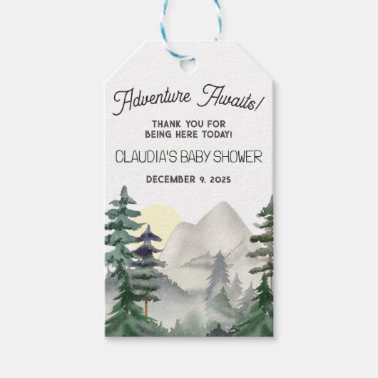 Abenteuer wartet! Mountains & Forest Vielen Dank Geschenkanhänger (Vorderseite)