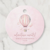 Abenteuer wartet! Pink Hot Air Ballon Babydusche Geschenkanhänger (Vorderseite)