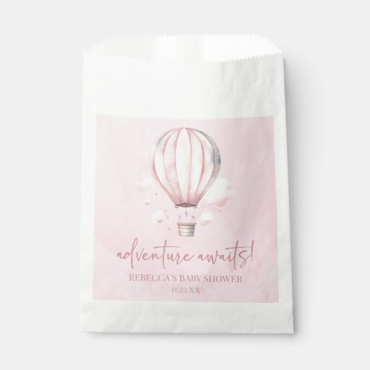 Abenteuer wartet! Pink Hot Air Ballon Babydusche Geschenktütchen (Vorderseite)