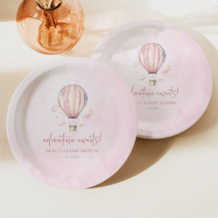 Abenteuer wartet! Pink Hot Air Ballon Babydusche Pappteller