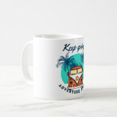 Abenteuer wartet Reisebug - Retro Van & Palm Tre Kaffeetasse (Vorderseite Links)