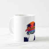 Abenteuer wartet Retro Sunset Tasse (Vorderseite Links)