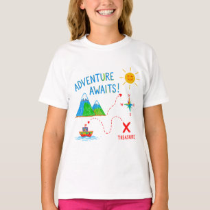 Abenteuer Wartet Schatzkarte Kinderzeichnung T-Shirt