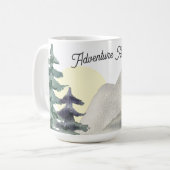 Abenteuer wartet! Wasserfarbengebirge Sonnenunterg Kaffeetasse (Vorderseite Links)