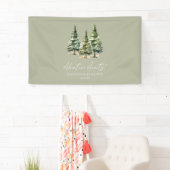 Abenteuer wartet! Winter Pine Trees Baby Dusche Banner (Insitu)