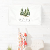 Abenteuer wartet! Winter Pine Trees Baby Dusche Banner (Insitu)