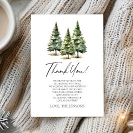 Abenteuer wartet! Winter Pine Trees Baby Dusche Dankeskarte