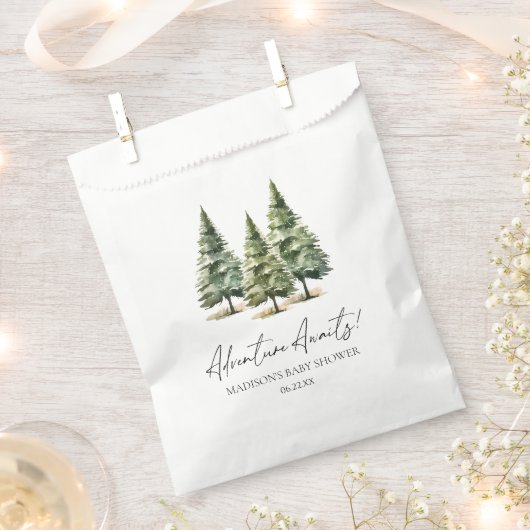 Abenteuer wartet! Winter Pine Trees Baby Dusche Geschenktütchen (Ausgeschnitten)