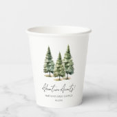 Abenteuer wartet! Winter Pine Trees Baby Dusche Pappbecher (Rückseite)