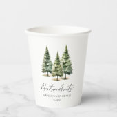 Abenteuer wartet! Winter Pine Trees Baby Dusche Pappbecher (Vorderseite)