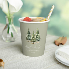 Abenteuer wartet! Winter Pine Trees Baby Dusche Pappbecher