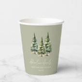Abenteuer wartet! Winter Pine Trees Baby Dusche Pappbecher (Rückseite)