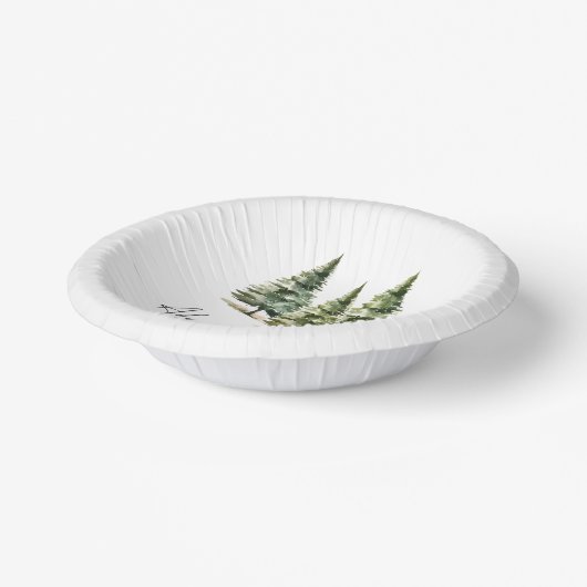 Abenteuer wartet! Winter Pine Trees Baby Dusche Pappteller (Gewinkelt)