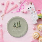 Abenteuer wartet! Winter Pine Trees Baby Dusche Pappteller (Party)