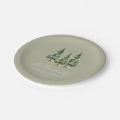 Abenteuer wartet! Winter Pine Trees Baby Dusche Pappteller (Schrägansicht)