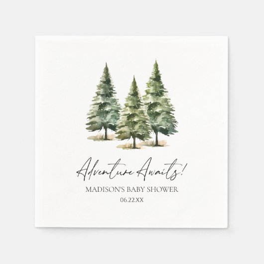 Abenteuer wartet! Winter Pine Trees Baby Dusche Serviette (Vorderseite)