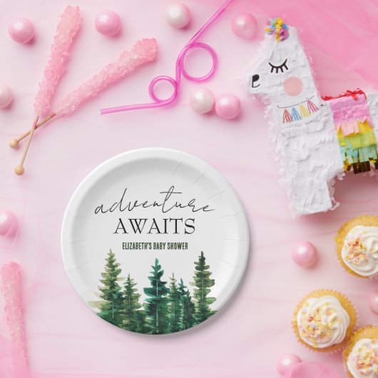 Abenteuer Watercolor Rustikale Pinienwälder Pappteller (Party)