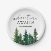 Abenteuer Watercolor Rustikale Pinienwälder Pappteller (Vorderseite)