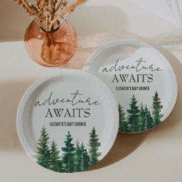 Abenteuer Watercolor Rustikale Pinienwälder Pappteller