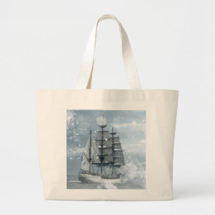 Abenteuer Winter Schneesturm Vintage Piratenschiff Jumbo Stoffbeutel