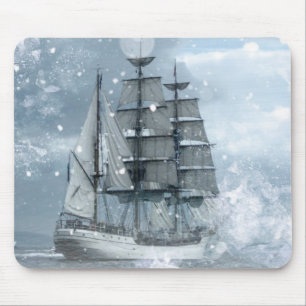 Abenteuer Winter Schneesturm Vintage Piratenschiff Mousepad