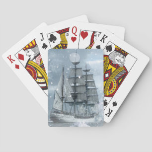 Abenteuer Winter Schneesturm Vintage Piratenschiff Spielkarten