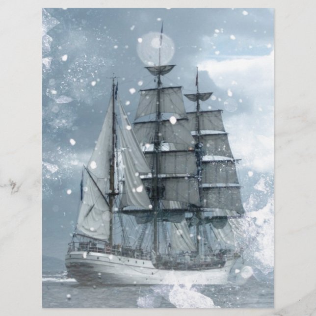 Abenteuer Winterschnee Sturm Vintag Piratenschiff (Vorderseite)
